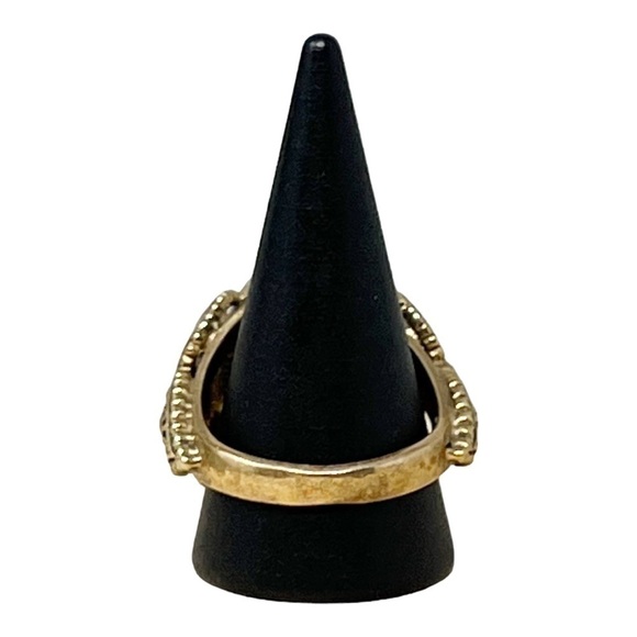 Vintage Barse Sterling Silver Yellow Gold Overlay Band Ring Oval Bezel Set - Picture 4 of 7